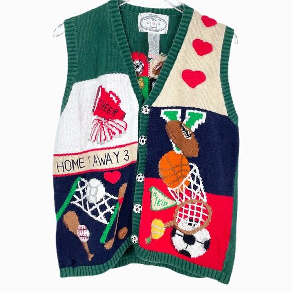 Eagle’s Eye Collectibles Sweaters - Vintage 90s Eagle’s Eye Collectibles Sports Mom Knit Vest Sz L